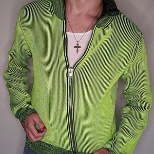 Maison Margiela 19SS green rib zipped sweater